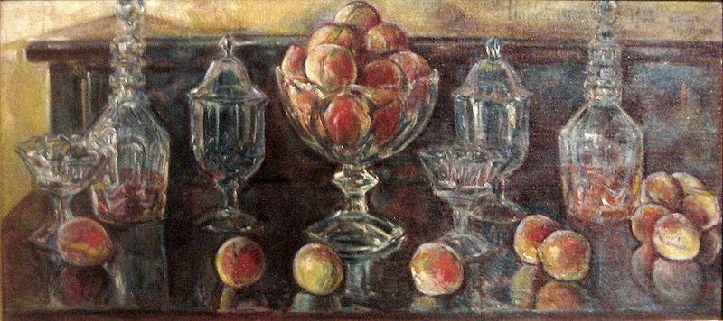  Still Life with Peaches and Old Glass